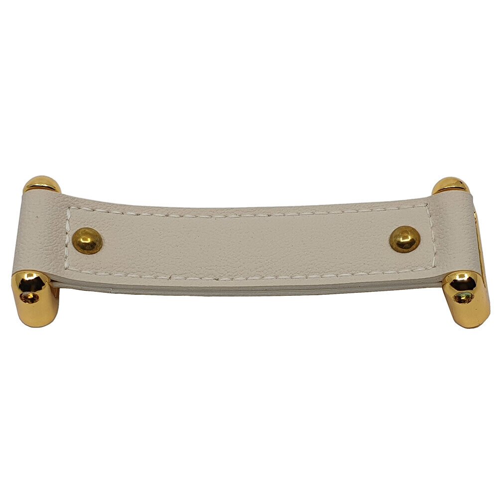 Dacia 5 1/16" Center Leather Pull in Gold Finish and White Leather