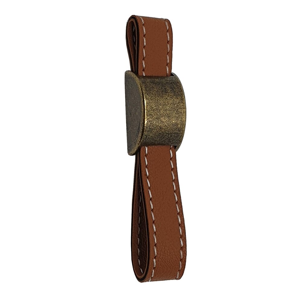 LOUIS Leather Pull in Antique Bronze & Light Brown