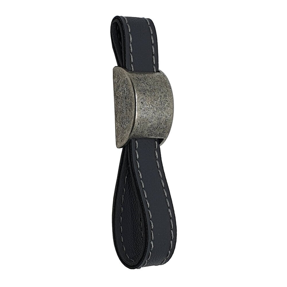 LOUIS Leather Pull in Antique Silver & Grey
