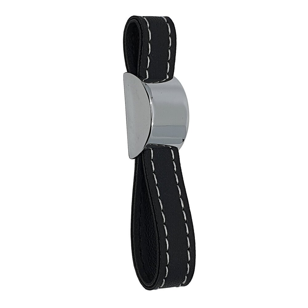 LOUIS Leather Pull in Chrome & Black