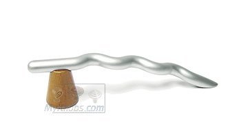 3 3/4" (96mm) Centers Snake Pull in Matte Nickel with Conical Wood Base