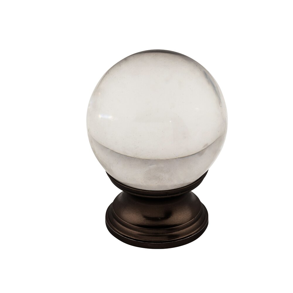 Clarity Clear Glass 1 3/8" Diameter Mushroom Knob in Oil Rubbed Bronze