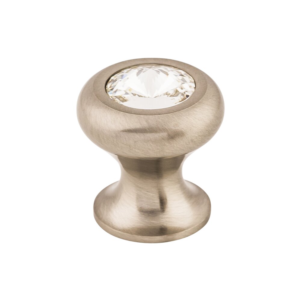 Hayley Crystal Clear 15/16" Diameter Mushroom Knob in Brushed Satin Nickel