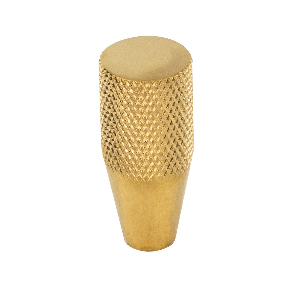 1/2" Conical Knurled Knob in Unlacquered Brass