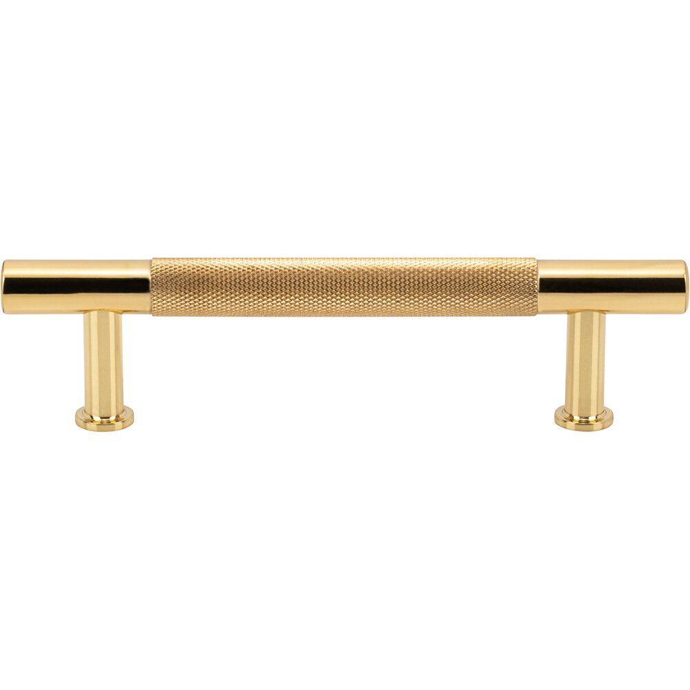 3 3/4" Centers Knurled Bar Pull in Polished Brass