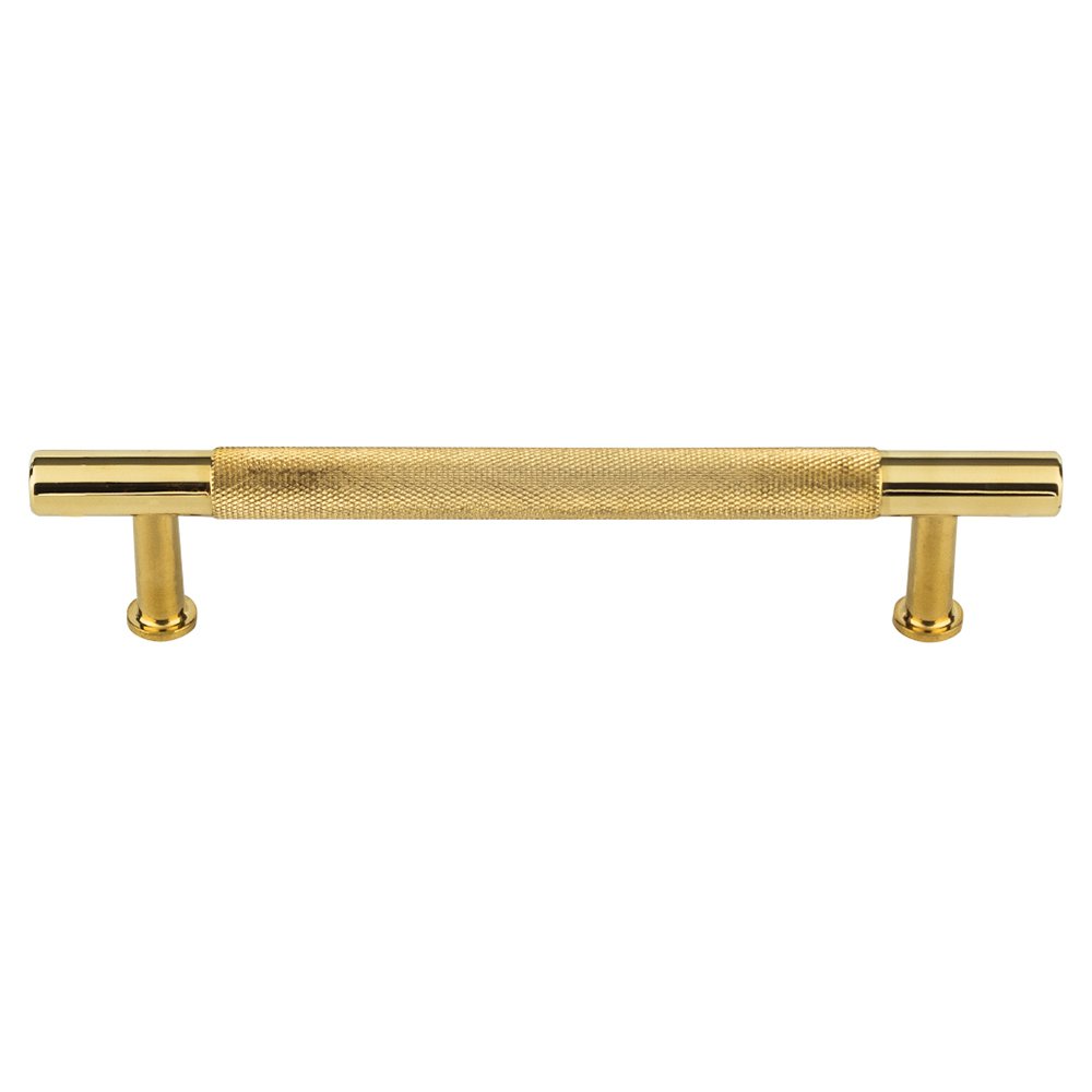 5" Centers Knurled Bar Pull in Unlacquered Brass