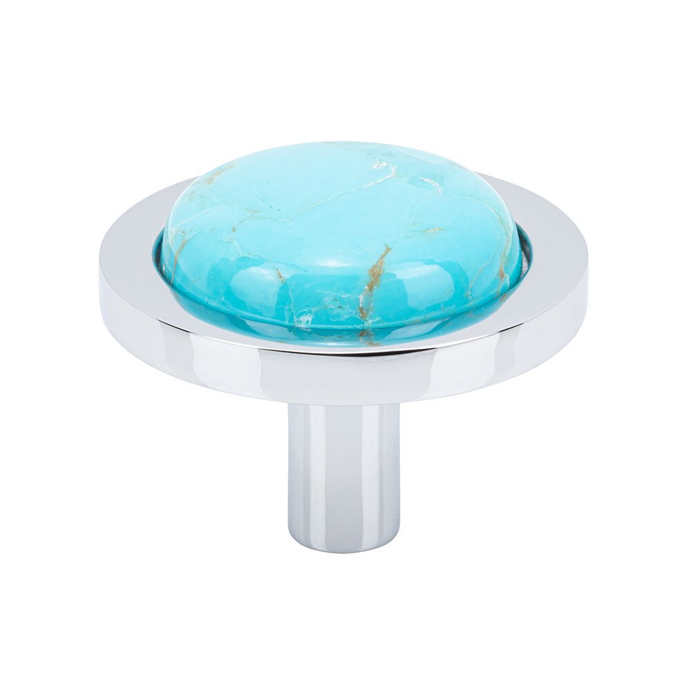 1 9/16" Round Mohave Turquoise Knob in Polished Chrome