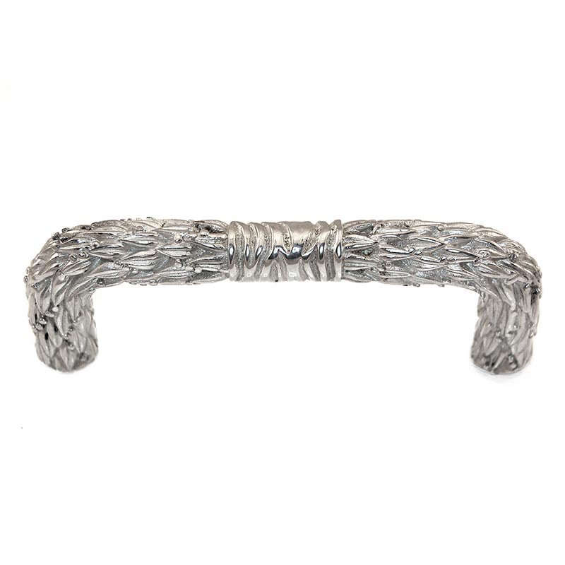 Floral Handle - 76mm in Polished Silver