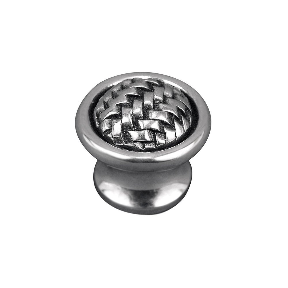 Braided Large Round Knob 1 1/4" in Antique Silver