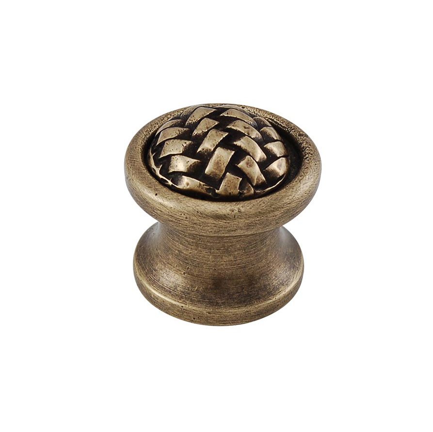 Braided Small Round Knob 1" in Antique Brass
