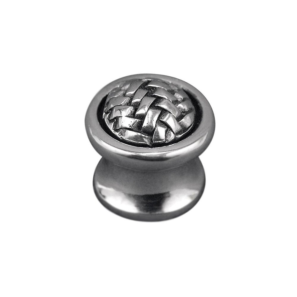 Braided Small Round Knob 1" in Antique Silver