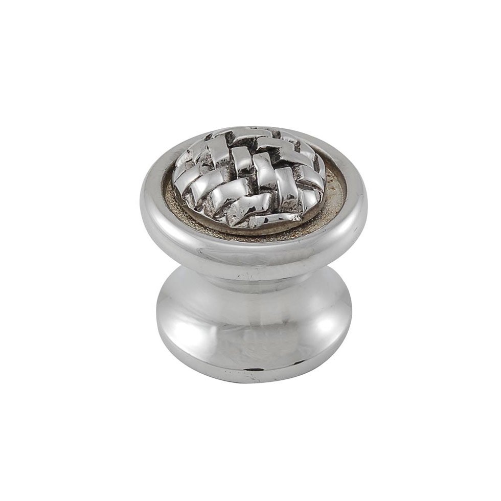 Braided Small Round Knob 1" in Polished Silver