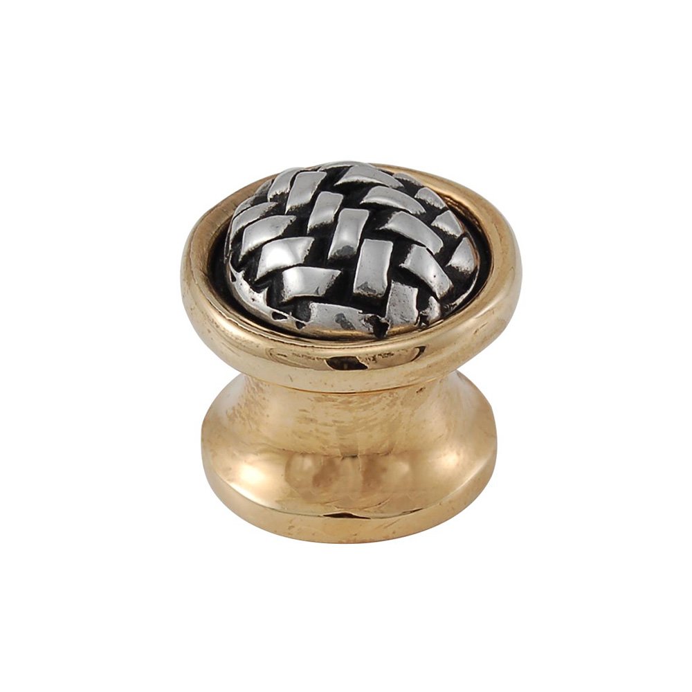 Braided Small Two Tone Knob 1" in Silver And Gold
