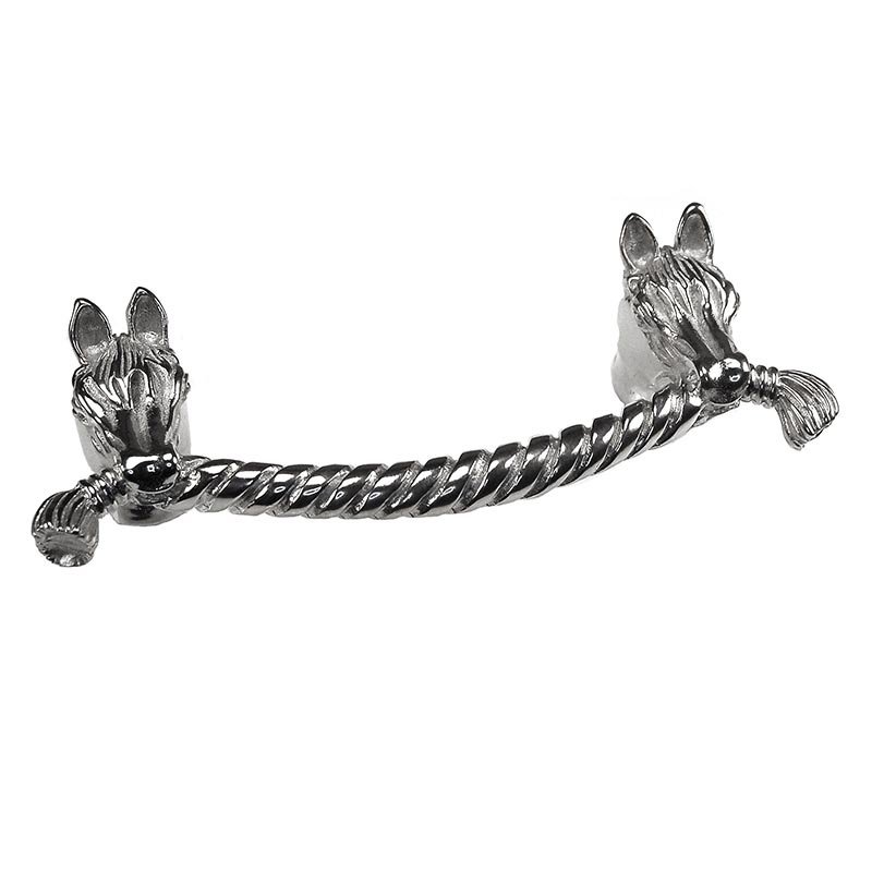 Horse Head Handle - 76mm in Polished Silver