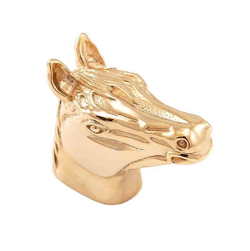 Large Horse Head Knob in Polished Gold