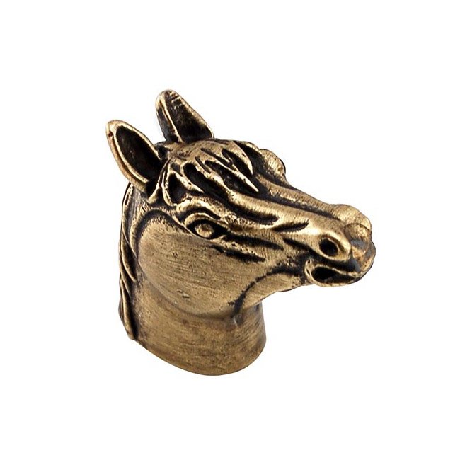 Small Horse Head Knob in Antique Brass