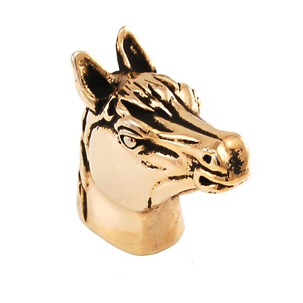 Small Horse Head Knob in Antique Gold