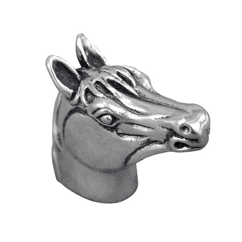 Small Horse Head Knob in Antique Silver