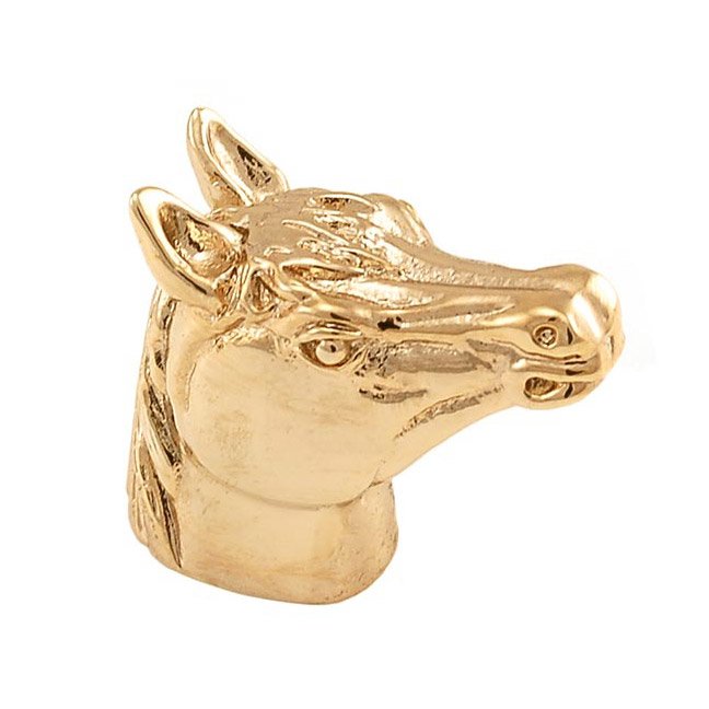 Small Horse Head Knob in Polished Gold