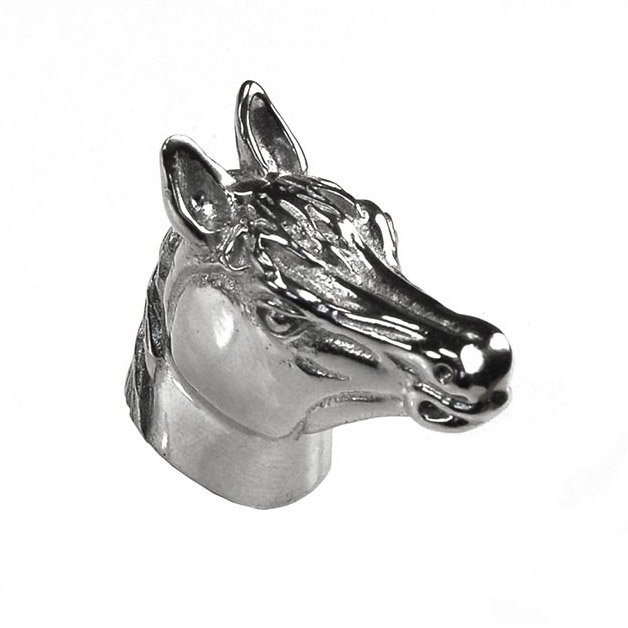 Small Horse Head Knob in Polished Silver