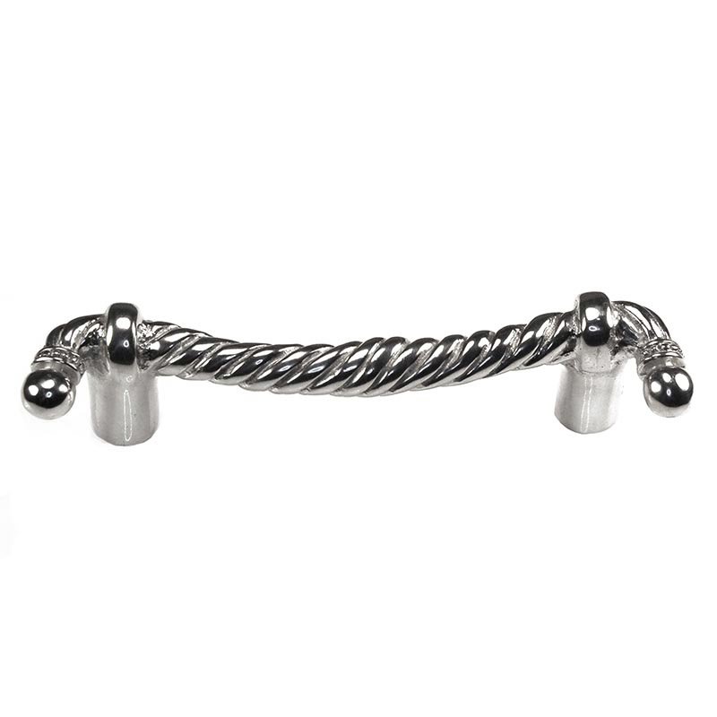 Twisted Rope Handle - 76mm in Polished Silver
