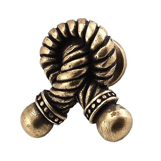 Small Twisted Rope Knob in Antique Brass
