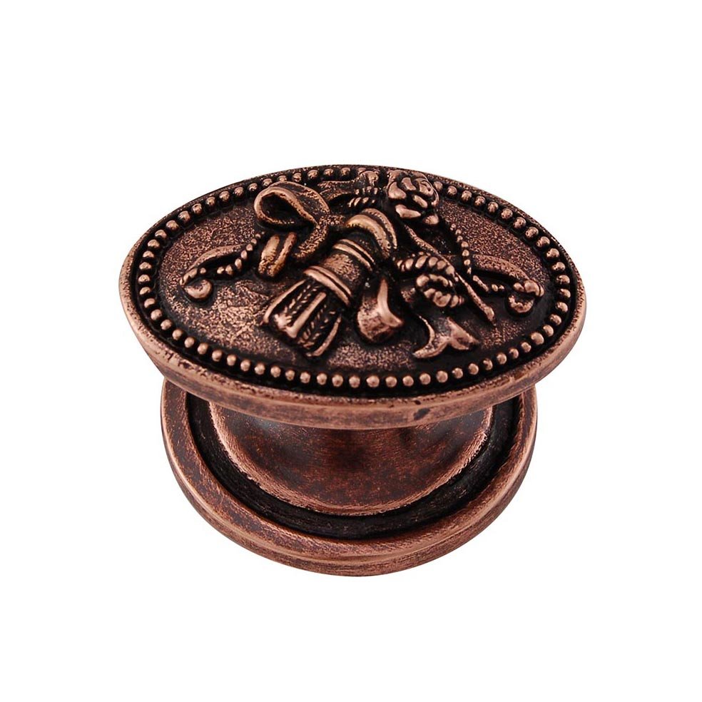 Oval Trim & Tassel Knob in Antique Copper
