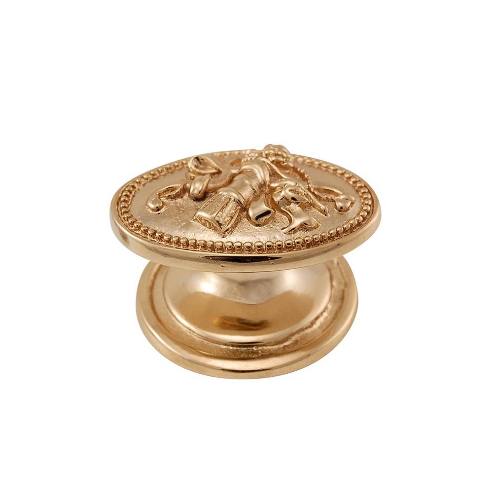 Oval Trim & Tassel Knob in Polished Gold