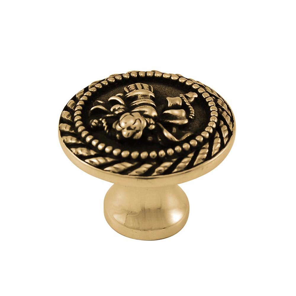 1 1/4" Classical Knob with Small Base in Antique Gold
