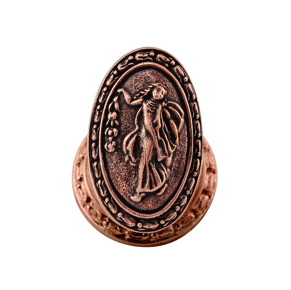 Oval Walking Lady Knob in Antique Copper