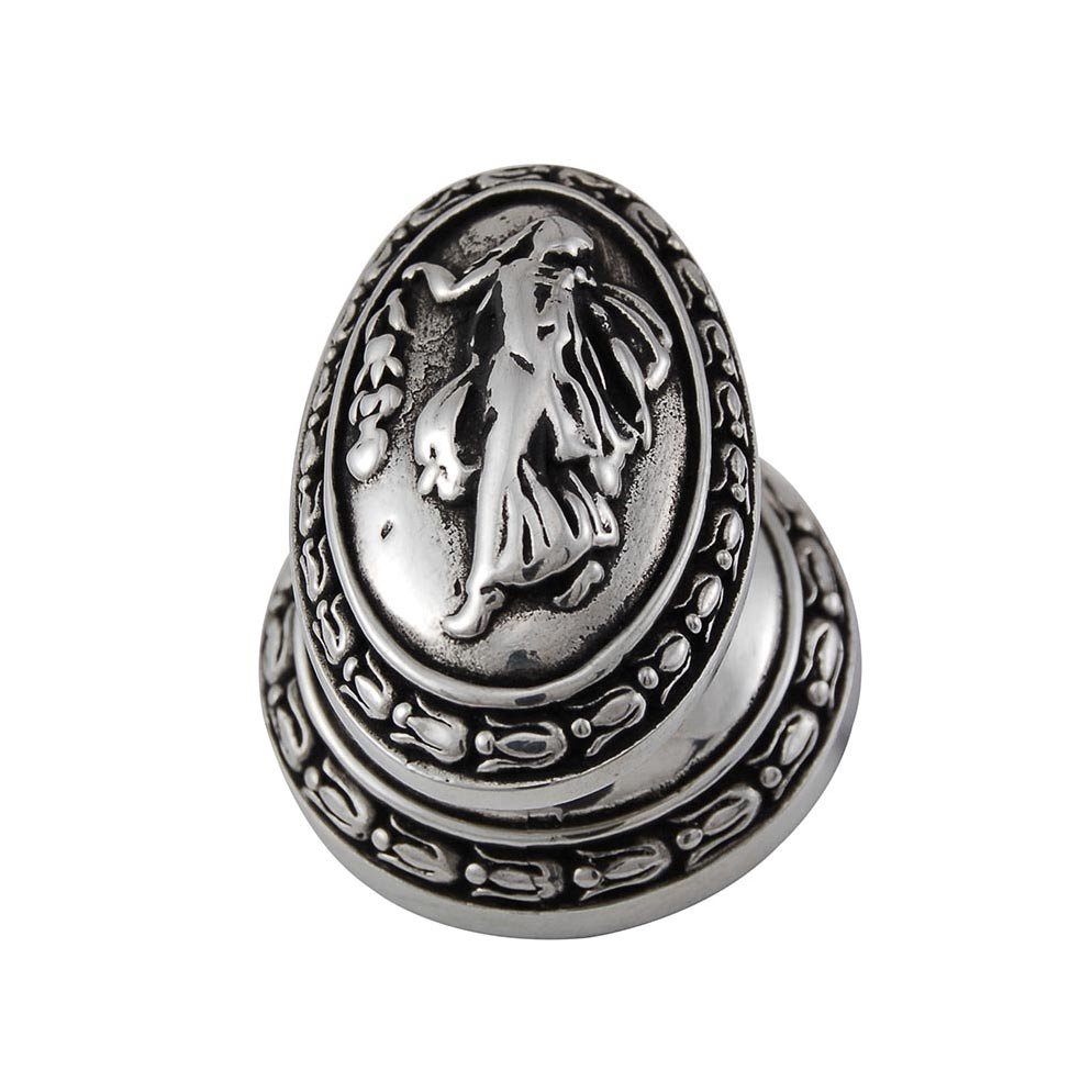 Oval Walking Lady Knob in Antique Silver