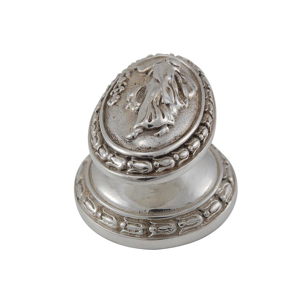 Oval Walking Lady Knob in Polished Silver