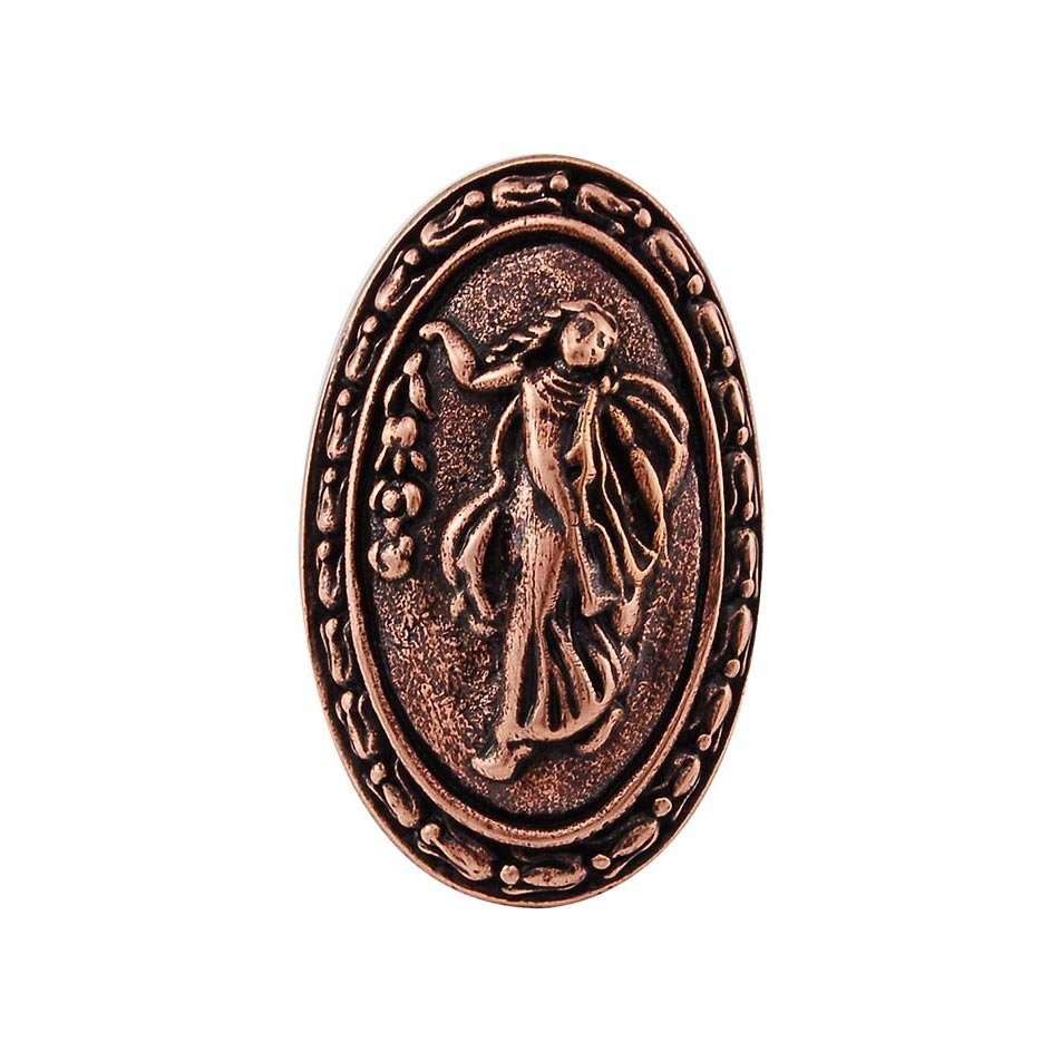 Oval Woman Knob with Small Base in Antique Copper