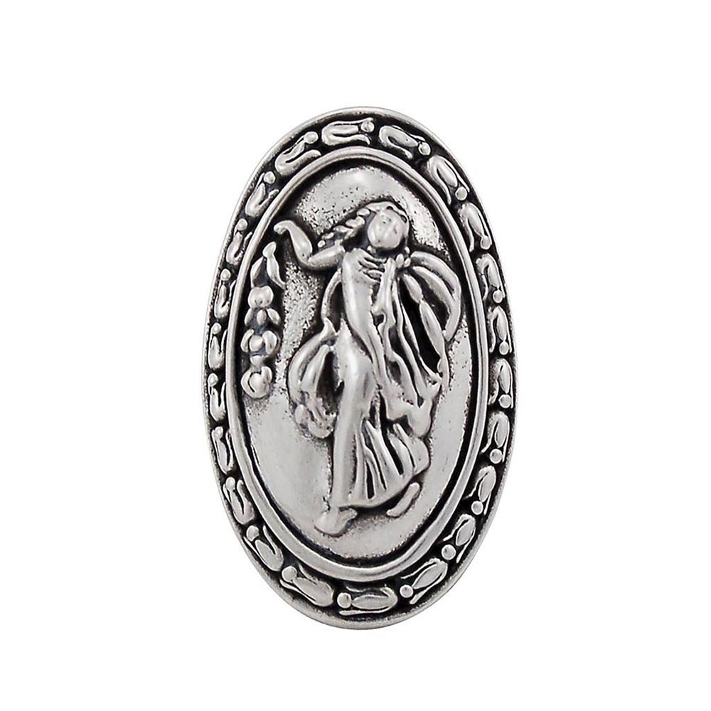 Oval Woman Knob with Small Base in Vintage Pewter