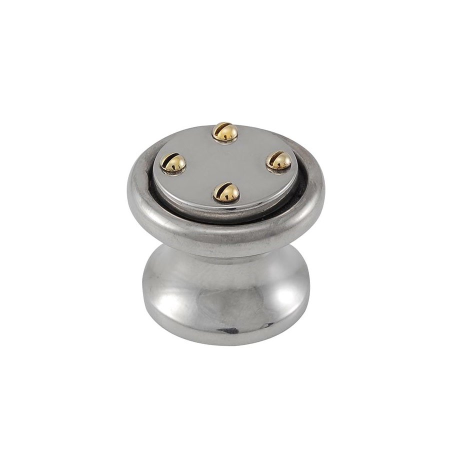 1" Nail Head Knob in Polished Silver
