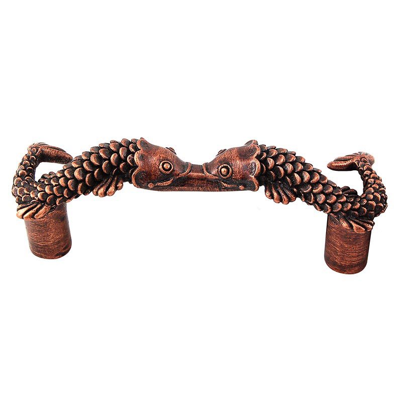 Kissing Fish Handle - 76mm in Antique Copper