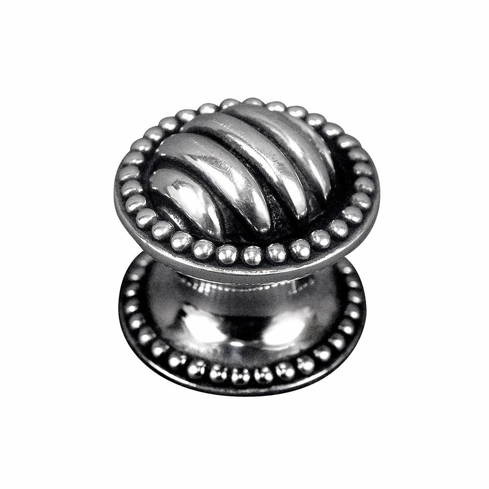Large Ribbed Knob 1 1/4" in Antique Silver