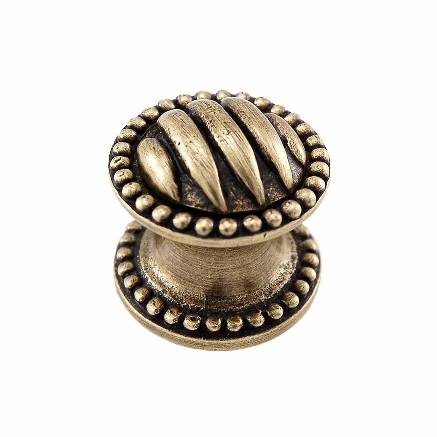 Large Ribbed Knob 1 1/4" in Antique Brass