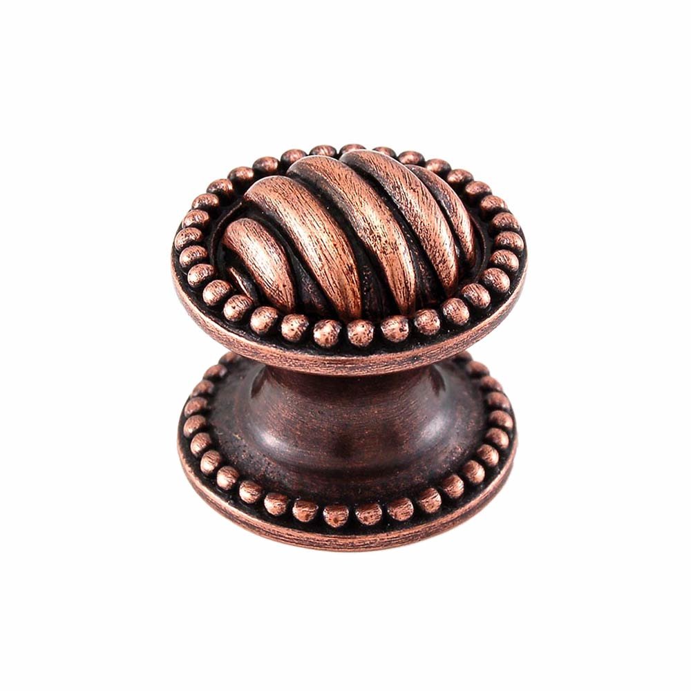 Large Ribbed Knob 1 1/4" in Antique Copper