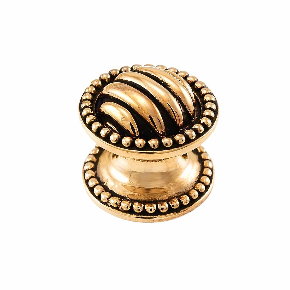 Large Ribbed Knob 1 1/4" in Antique Gold