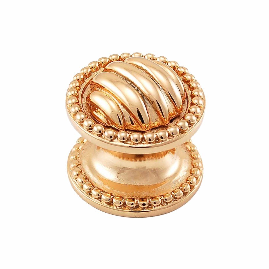 Large Ribbed Knob 1 1/4" in Polished Gold