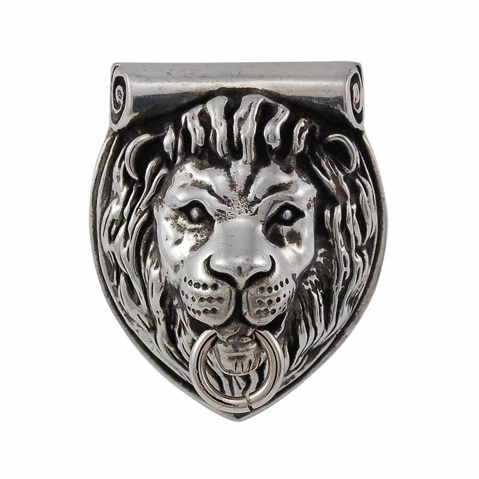 Lion Head Knob in Antique Silver