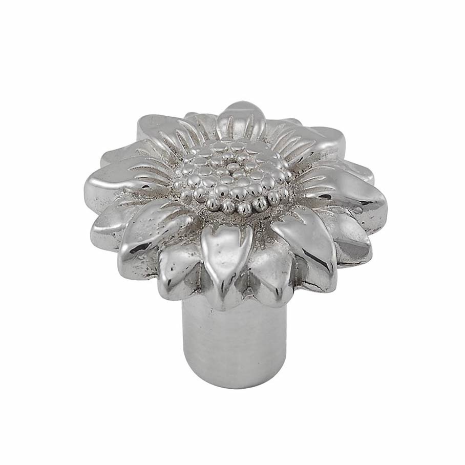Large Sunflower Knob 1 1/8" in Polished Silver