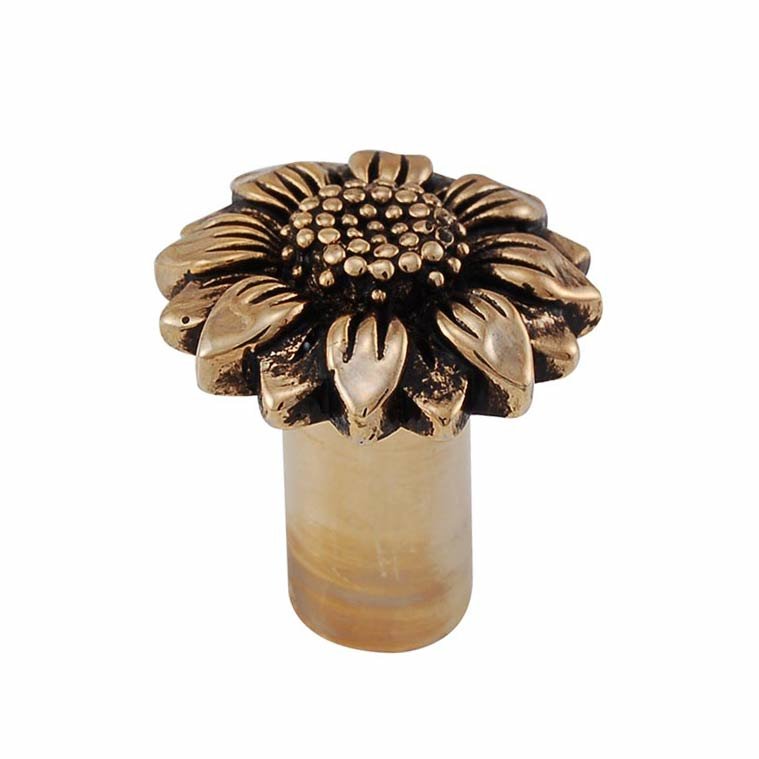 Small Sunflower Knob 1" in Antique Gold