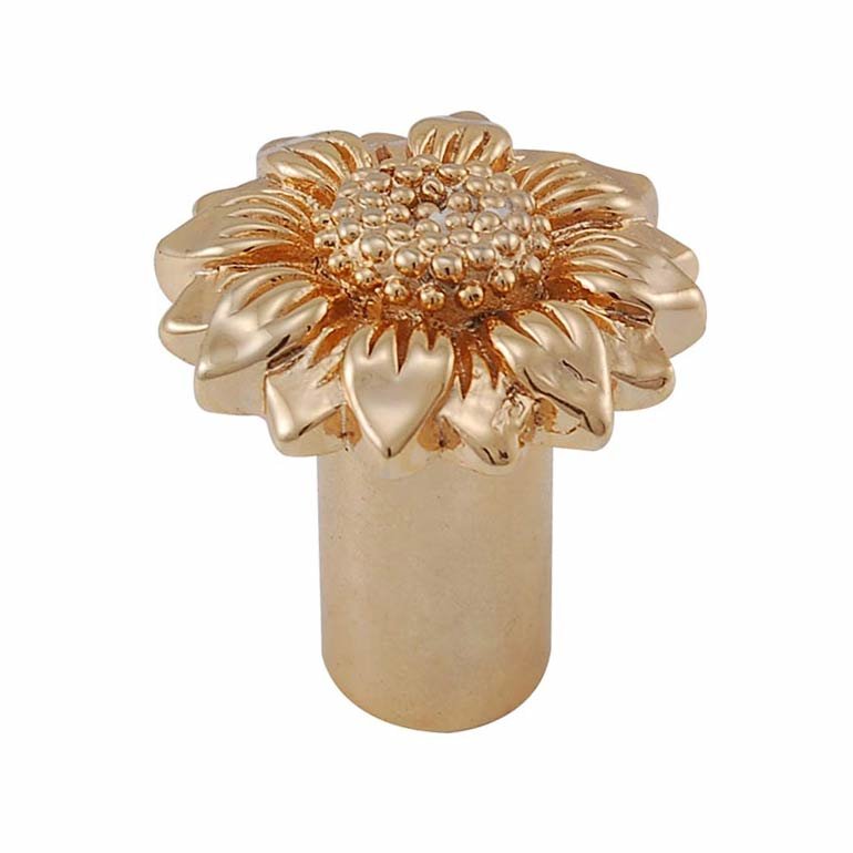 Small Sunflower Knob 1" in Polished Gold