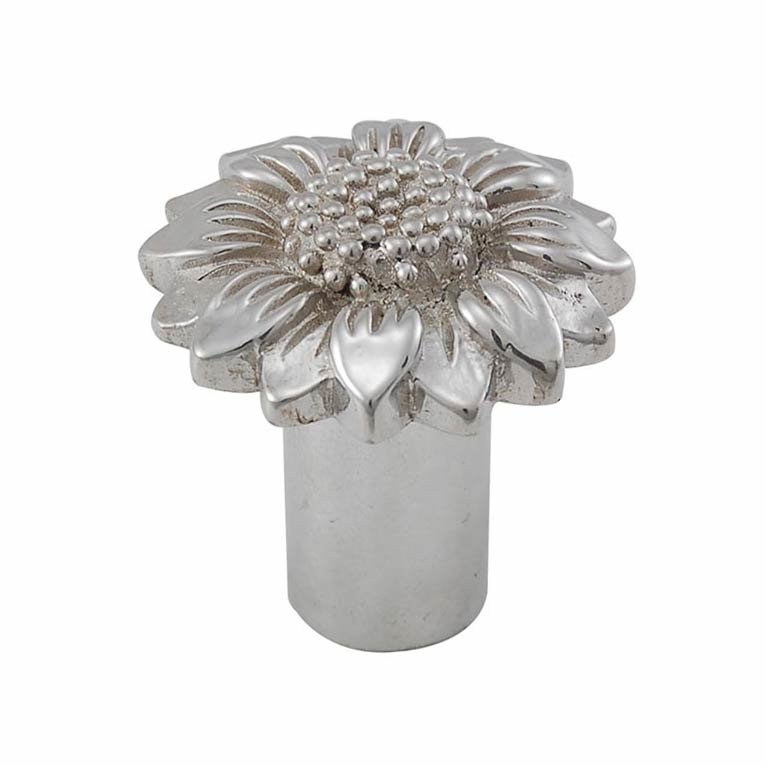 Small Sunflower Knob 1" in Polished Silver