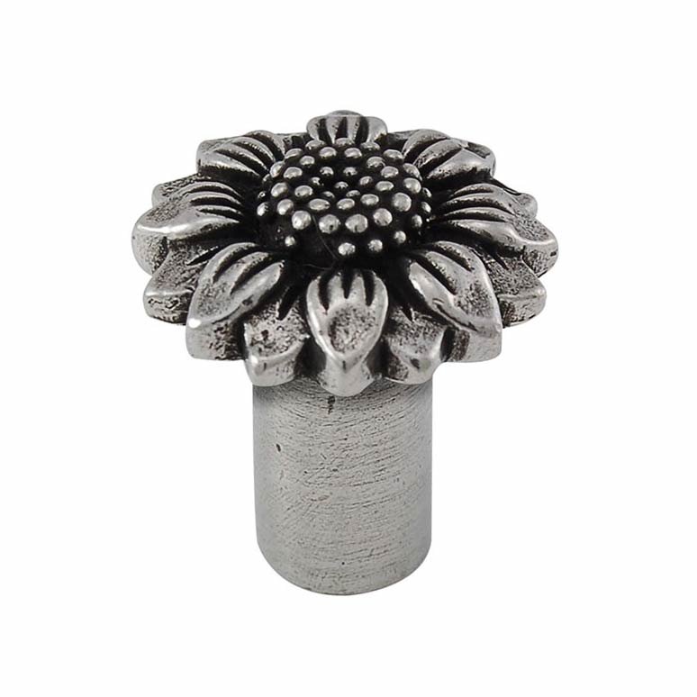 Small Sunflower Knob 1" in Vintage Pewter