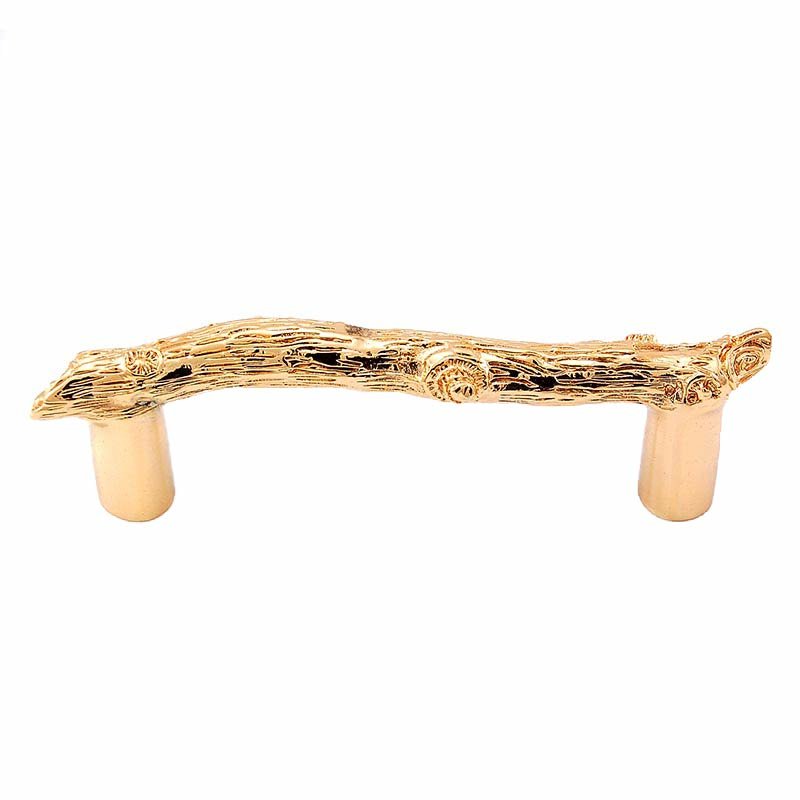 Tree Branch Handle 76mm in Polished Gold