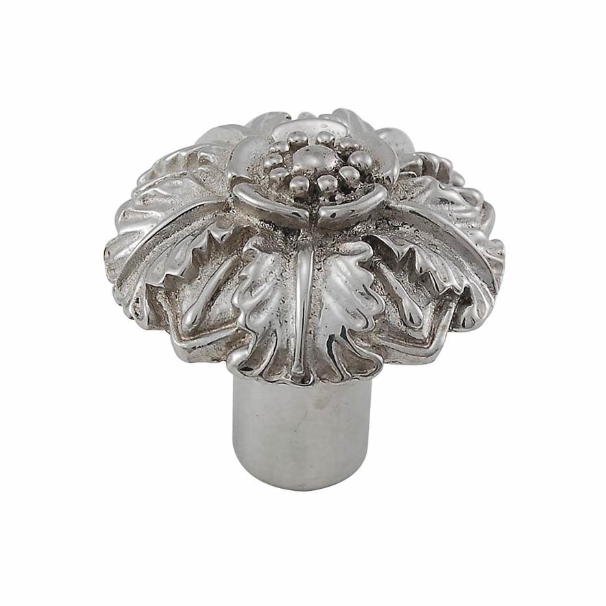 Large Flower Knob 1 1/4" in Polished Silver