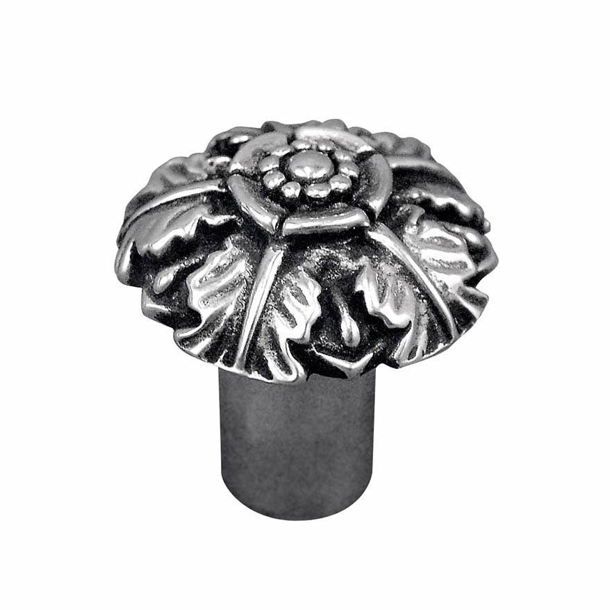 Small Flower Knob 1 1/16" in Antique Silver